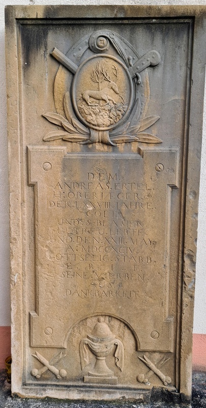 Grabstein Andreas Ertel, gestorben 1794 mit 78 Jahren