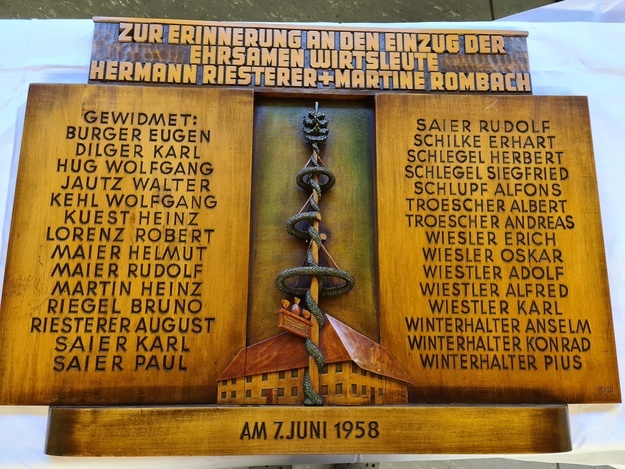 Tafel zur bernahme 1958